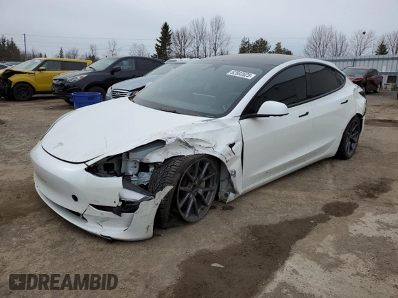 2022 Tesla Model 3 Long Range with VIN 5YJ3E1EB3NF353131, listed as a Copart auction lot 52582025 with 68,745 mi miles and Salvage Title. Bid and sale history available at carsss.com. Image 1.