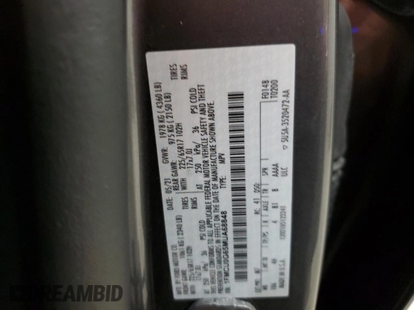 2021 Ford Escape SE с VIN 1FMCU0G65MUA68848, выставлен на аукционе Copart как лот 56841265 с пробегом 129 525 миль миль и Чистый • Clean title. История ставок и продаж доступна на DreamBid. Изображение 13.