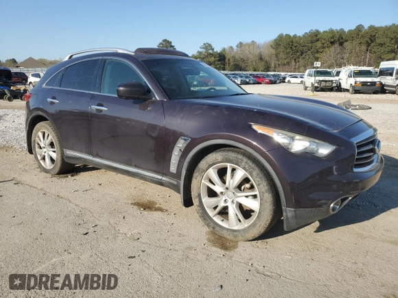 2013 Infiniti FX with VIN JN8CS1MU8DM142268, listed as a Copart auction lot 49407675 with 123,836 mi miles and Salvage Title. Bid and sale history available at carsss.com. Image 4.