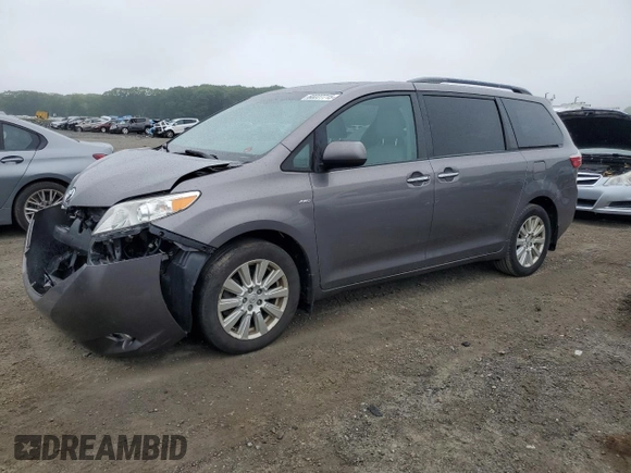 2017 Toyota Sienna XLE with VIN 5TDDZ3DC4HS187233, listed as a Copart auction lot 60227715 with 123,191 mi miles and Salvage title. Bid and sale history available at DreamBid. Image 1.