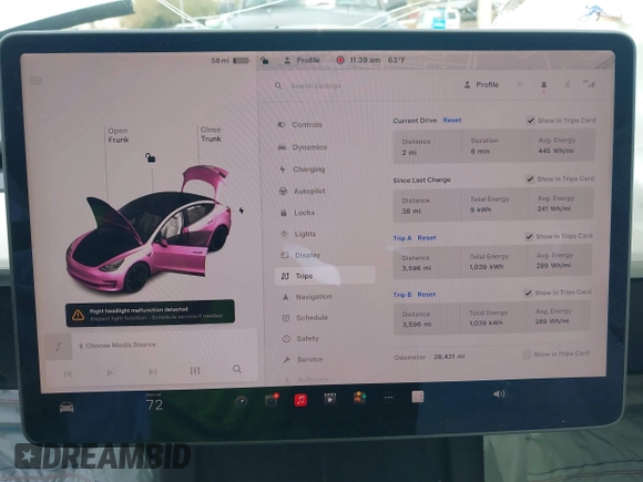 2022 Tesla Model 3 Performance with VIN 5YJ3E1EC6NF111958, listed as a IAAI auction lot 41583972 with 28,431 mi miles and . Bid and sale history available at DreamBid. Image 17.