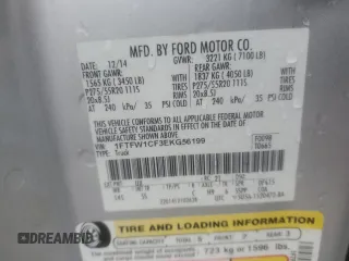 2014 Ford F-150 XL with VIN 1FTFW1CF3EKG56199, listed as a Copart auction lot 61046215 with 107,905 mi miles and Salvage title. Bid and sale history available at DreamBid. Image 12.