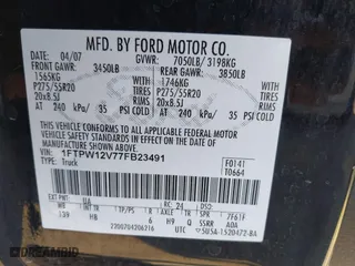 2007 Ford F-150 XLT with VIN 1FTPW12V77FB23491, listed as a IAAI auction lot 38533525 with 246,132 mi miles. Bid and sale history available at carsss.com. Image 9.