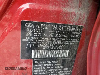 2018 Hyundai Elantra Sport с VIN KMHD04LB4JU523758, выставлен на аукционе Copart как лот 58979395 с пробегом 137 505 миль миль и Чистый • Clean title. История ставок и продаж доступна на DreamBid. Изображение 12.