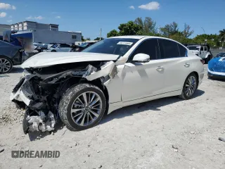 2024 Infiniti Q50 Luxe with VIN JN1EV7BP3RM601387, listed as a Copart auction lot 56731085 with 4,833 mi miles and Non repairable. Bid and sale history available at DreamBid. Image 1.
