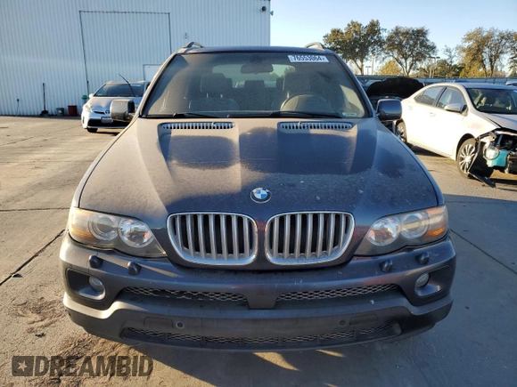 2005 BMW X5 4.4i with VIN 5UXFB53535LV14454, listed as a Copart auction lot 76553064 with 146,437 mi miles and Clean Title. Bid and sale history available at carsss.com. Image 5.