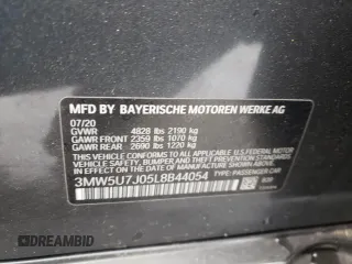 2020 BMW 3 Series M340i with VIN 3MW5U7J05L8B44054, listed as a Copart auction lot 50531364 with 38,012 mi miles and Salvage Title. Bid and sale history available at carsss.com. Image 13.