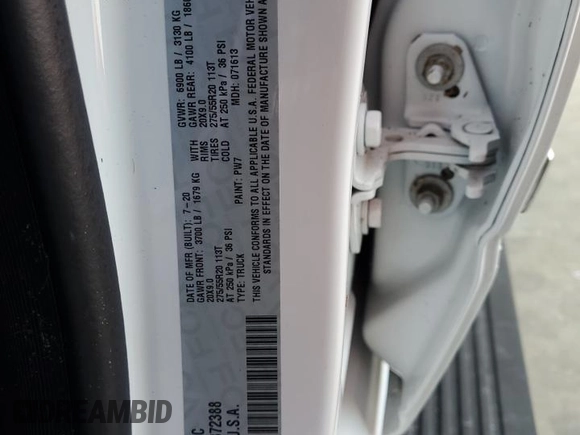 2020 Ram 1500 Limited z VIN 1C6RREHT3LN372388, wystawiony jako Copart lot #73886534 z przebiegiem 62 437 mil mil oraz Nie do naprawy • Non repairable. Historia ofert i sprzedaży dostępna na DreamBid. Obrazek 13.