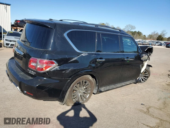 2019 Nissan Armada Platinum with VIN JN8AY2NF1K9351184, listed as a Copart auction lot 49127185 with 120,076 mi miles and Salvage Title. Bid and sale history available at carsss.com. Image 3.