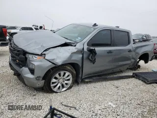 2024 Chevrolet Silverado 1500 Custom with VIN 1GCPDBEK0RZ159795, listed as a Copart auction lot 46413985 with 52,454 mi miles and Salvage Title. Bid and sale history available at DreamBid. Image 1.