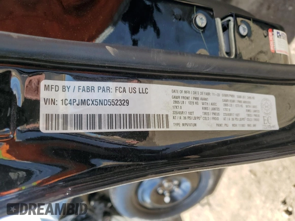 2022 Jeep Cherokee X with VIN 1C4PJMCX5ND552329, listed as a Copart auction lot 52359655 with 45,348 mi miles and Salvage title. Bid and sale history available at DreamBid. Image 13.
