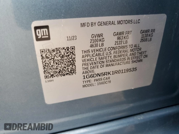 2024 Cadillac CT5 Premium Luxury with VIN 1G6DN5RK1R0119535, listed as a Copart auction lot 55087825 with 16,459 mi miles and Salvage Title. Bid and sale history available at DreamBid. Image 12.