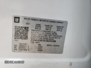 2018 Chevrolet Equinox LT z VIN 2GNAXSEVXJ6242309, wystawiony jako Copart lot #49909455 z przebiegiem 119 457 mil mil oraz Szkoda całkowita • Salvage title. Historia ofert i sprzedaży dostępna na DreamBid. Obrazek 13.