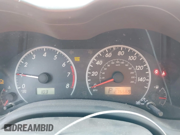 2009 Toyota Corolla with VIN JTDBL40E199062020, listed as a IAAI auction lot 42494590 with 275,569 mi miles and . Bid and sale history available at DreamBid. Image 7.