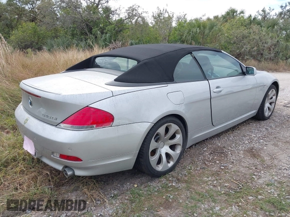 2005 BMW 6 Series 645Ci with VIN WBAEK73475B322960, listed as a IAAI auction lot 41044973 with Not Provided miles. Bid and sale history available at carsss.com. Image 4.