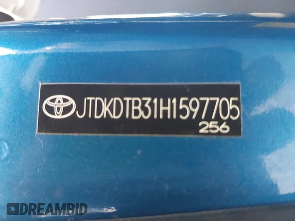 2017 Toyota Prius One with VIN JTDKDTB31H1597705, listed as a IAAI auction lot 41895920 with 96,410 mi miles and . Bid and sale history available at DreamBid. Image 9.