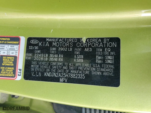 2017 Kia Soul with VIN KNDJN2A25H7882335, listed as a Copart auction lot 44542225 with 79,790 mi miles and Salvage Title. Bid and sale history available at carsss.com. Image 15.
