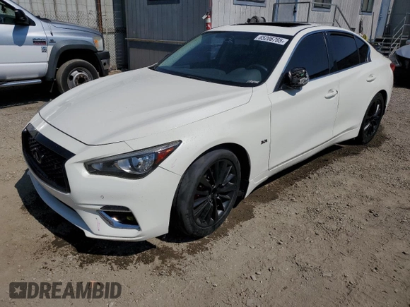 2020 Infiniti Q50 Luxe with VIN JN1EV7APXLM202372, listed as a Copart auction lot 65206765 with 45,788 mi miles and Salvage title. Bid and sale history available at DreamBid. Image 1.