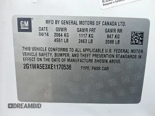 2014 Chevrolet Impala LS z VIN 2G1WA5E3XE1170538, wystawiony jako Copart lot #57675165 z przebiegiem 154 114 mil mil oraz Czysty tytuł • Clean title. Historia ofert i sprzedaży dostępna na DreamBid. Obrazek 12.