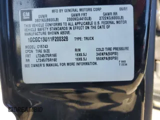 2001 Chevrolet Silverado 1500HD LS z VIN 1GCGC13U11F200328, wystawiony jako Copart lot #79548524 z przebiegiem 225 971 mil mil oraz Szkoda całkowita • Salvage title. Historia ofert i sprzedaży dostępna na DreamBid. Obrazek 12.