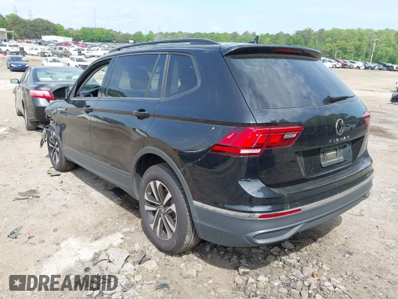 2023 Volkswagen Tiguan S with VIN 3VVRB7AX6PM108735, listed as a IAAI auction lot 42108217 with 13,279 mi miles and . Bid and sale history available at DreamBid. Image 3.