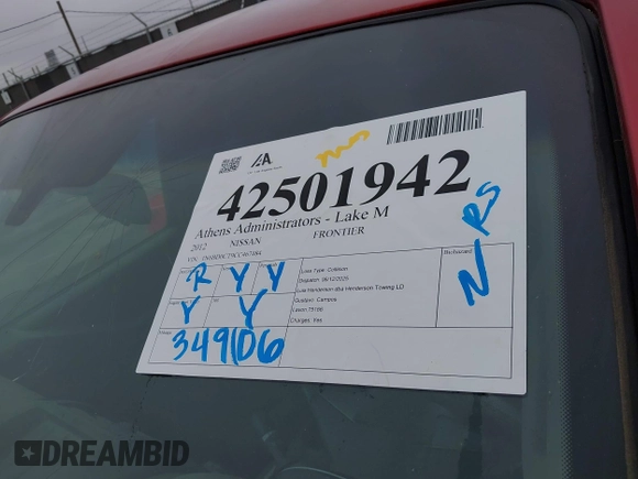 2012 Nissan Frontier SV с VIN 1N6BD0CT9CC467484, выставлен на аукционе IAAI как лот 42501942 с пробегом 349 106 миль миль и . История ставок и продаж доступна на DreamBid. Изображение 18.
