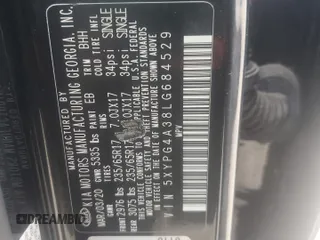 2020 Kia Sorento LX with VIN 5XYPG4A38LG684529, listed as a Copart auction lot 89009425 with 65,338 mi miles and Clean Title. Bid and sale history available at carsss.com. Image 13.