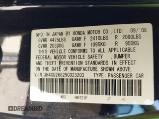 2009 Acura TSX with VIN JH4CU26629C023203, listed as a IAAI auction lot 42517648 with 173,697 mi miles and . Bid and sale history available at DreamBid. Image 9.