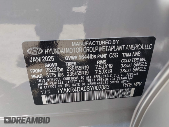 2025 Hyundai Ioniq 5 z VIN 7YAKR4DA0SY007083, wystawiony jako IAAI lot #42359027 z przebiegiem 4 122 mil mil oraz . Historia ofert i sprzedaży dostępna na DreamBid. Obrazek 9.
