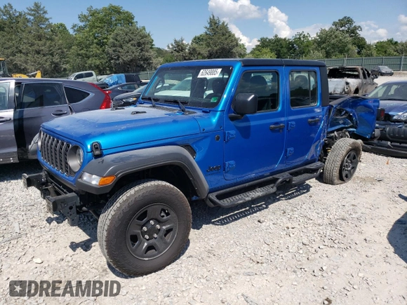 2024 Jeep Gladiator Sport z VIN 1C6JJTAG3RL123552, wystawiony jako Copart lot #62649885 z przebiegiem 4 304 mil mil oraz Szkoda całkowita • Salvage title. Historia ofert i sprzedaży dostępna na DreamBid. Obrazek 1.