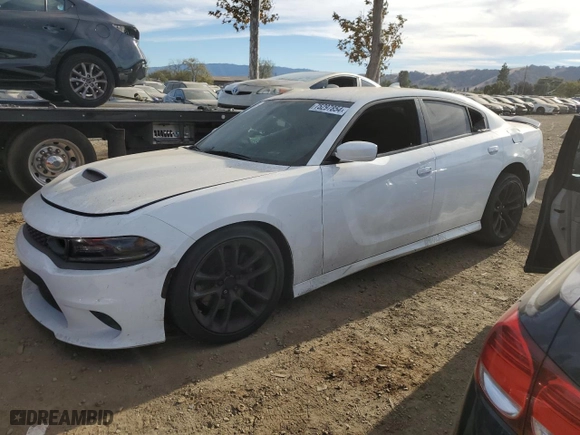2020 Dodge Charger Scat Pack Widebody with VIN 2C3CDXGJ1LH255236, listed as a Copart auction lot 75297854 with 0 mi miles and Salvage Title. Bid and sale history available at carsss.com. Image 1.