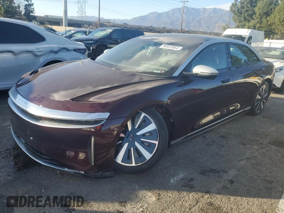 2023 Lucid Air Grand Touring z VIN 50EA1GBA1PA001190, wystawiony jako Copart lot #86923954 z przebiegiem 9658 mil mil oraz Szkody całkowita. Historia ofert i sprzedaży dostępna na DreamBid. Obrazek 1.