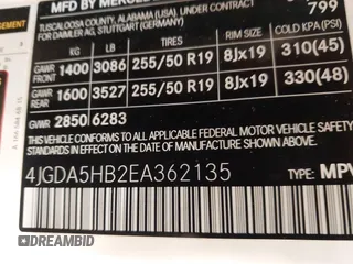2014 Mercedes-Benz M 350 с VIN 4JGDA5HB2EA362135, выставлен на аукционе IAAI как лот 42222292 с пробегом 132 584 миль миль и . История ставок и продаж доступна на DreamBid. Изображение 9.