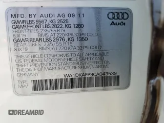 2012 Audi Q5 Premium Plus z VIN WA1DKAFP9CA043539, wystawiony jako Copart lot #53987635 z przebiegiem 179 979 mil mil oraz Czysty tytuł • Clean title. Historia ofert i sprzedaży dostępna na DreamBid. Obrazek 13.