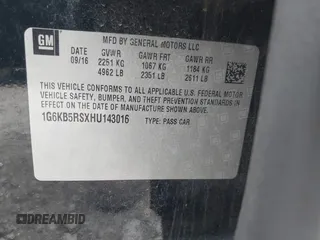 2017 Cadillac CT6 AWD с VIN 1G6KB5RSXHU143016, выставлен на аукционе IAAI как лот 42395441 с пробегом 72 050 миль миль и . История ставок и продаж доступна на DreamBid. Изображение 9.