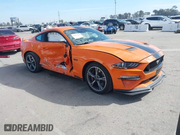 2021 Ford Mustang GT with VIN 1FA6P8CF5M5114482, listed as a IAAI auction lot 41613528 with 63,216 mi miles. Bid and sale history available at carsss.com. Image 1.