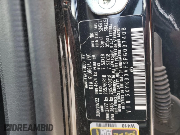 2023 Kia Sportage EX with VIN 5XYK33AF5PG037408, listed as a Copart auction lot 52207405 with 41,273 mi miles and Salvage Title. Bid and sale history available at DreamBid. Image 15.