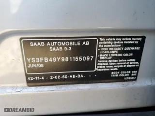 2008 Saab 9-3 with VIN YS3FB49Y981155097, listed as a Copart auction lot 77548084 with 81,472 mi miles and Salvage Title. Bid and sale history available at carsss.com. Image 14.