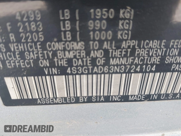 2022 Subaru Impreza Premium with VIN 4S3GTAD63N3724104, listed as a IAAI auction lot 42109651 with 22,534 mi miles and . Bid and sale history available at DreamBid. Image 9.