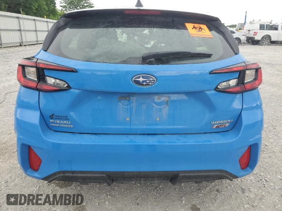 2024 Subaru Impreza RS with VIN JF1GUHJC5R8268878, listed as a Copart auction lot 56308274 with 7,539 mi miles and Salvage Title. Bid and sale history available at carsss.com. Image 6.