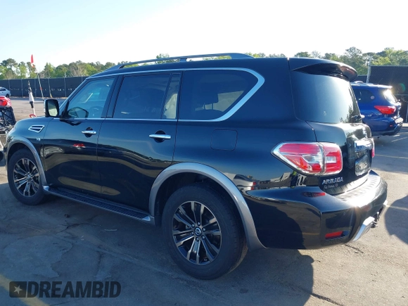 2017 Nissan Armada Platinum with VIN JN8AY2NEXH9705168, listed as a IAAI auction lot 42050793 with 124,907 mi miles. Bid and sale history available at carsss.com. Image 3.