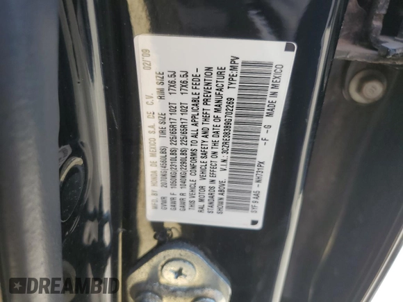 2009 Honda CR-V LX z VIN 3CZRE38389G702269, wystawiony jako Copart lot #58855415 z przebiegiem 240 598 mil mil oraz Czysty tytuł • Clean title. Historia ofert i sprzedaży dostępna na DreamBid. Obrazek 13.