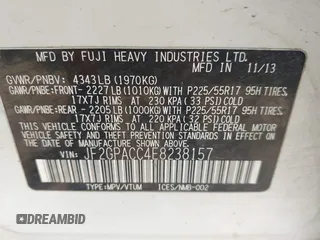 2014 Subaru Crosstrek Premium с VIN JF2GPACC4E8238157, выставлен на аукционе IAAI как лот 42481787 с пробегом 236 359 миль миль и . История ставок и продаж доступна на DreamBid. Изображение 9.