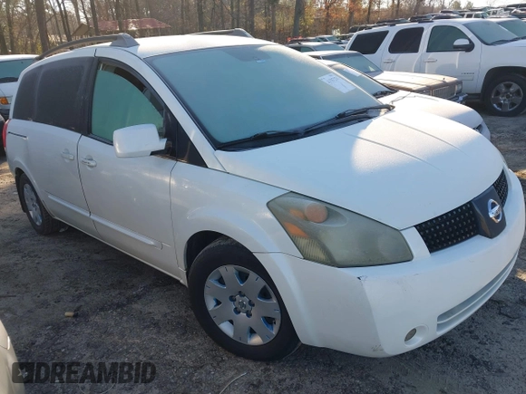 2005 Nissan Quest SE with VIN 5N1BV28UX5N114655, listed as a IAAI auction lot 41587275 with 168,258 mi miles. Bid and sale history available at carsss.com. Image 1.