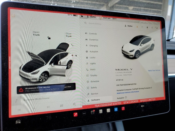 2022 Tesla Model Y Long Range with VIN 7SAYGDEE5NF435702, listed as a Copart auction lot 43754325 with 47,121 mi miles and Salvage Title. Bid and sale history available at carsss.com. Image 9.
