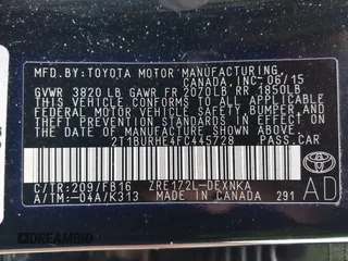 2015 Toyota Corolla L with VIN 2T1BURHE4FC445728, listed as a IAAI auction lot 41655297 with 92,478 mi miles and . Bid and sale history available at DreamBid. Image 9.