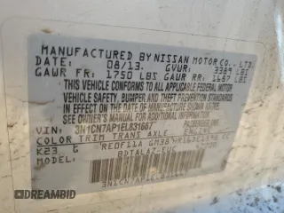 2014 Nissan Versa SV with VIN 3N1CN7AP1EL831667, listed as a Copart auction lot 48703665 with 125,376 mi miles and Salvage Title. Bid and sale history available at DreamBid. Image 13.