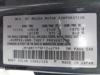 2015 Mazda 3 i SV with VIN JM1BM1T79F1246799, listed as a IAAI auction lot 41785860 with 109,760 mi miles. Bid and sale history available at carsss.com. Image 9.