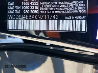2019 Mercedes-Benz CLA 250 with VIN WDDSJ4EBXKN711742, listed as a Copart auction lot 60651353 with 33,055 mi miles and . Bid and sale history available at DreamBid. Image 14.