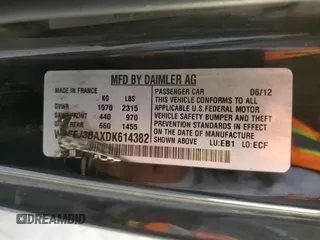 2013 Smart fortwo Pure with VIN WMEEJ3BAXDK614382, listed as a Copart auction lot 46398545 with 78,335 mi miles and Salvage Title. Bid and sale history available at carsss.com. Image 12.